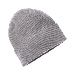 Amicale Cashmere Cuffed Rib Knit Cashmere Hat, Grey
